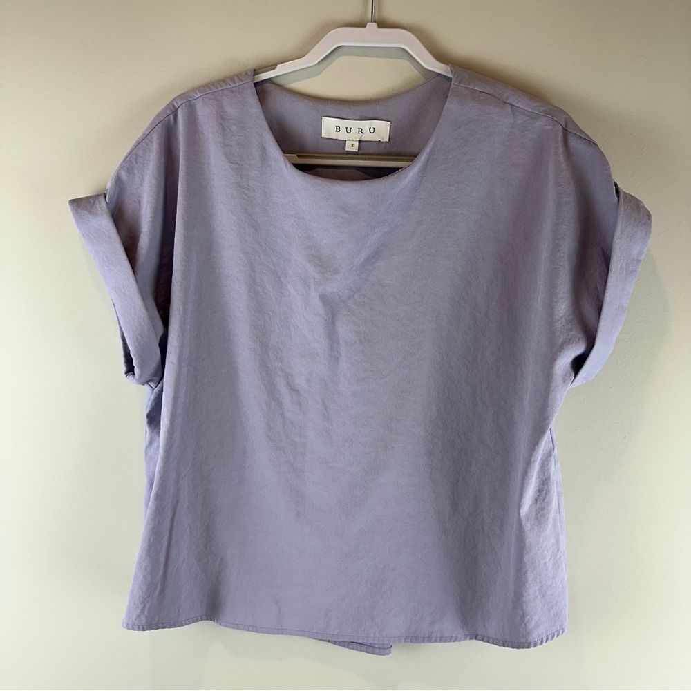 Buru Lavender Purple Eli & Barry Short Sleeve Casual Relaxed Top Size Small